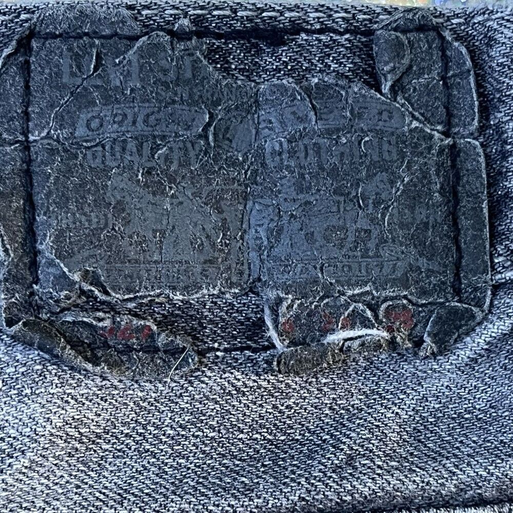 VTG Y2K Levis 527 Bootcut 100% Cotton Denim Jeans Boys 10 25x25 Black Faded - Picture 4 of 13